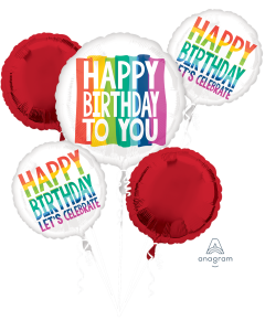 Balloon Bouquet Happy Birthday Rainbow
