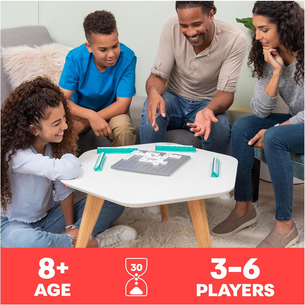 Upwords The Stackable Word Game: Includes Rotating Board & Letter Tiles, Classic Crossword Activity for Kids & Families.