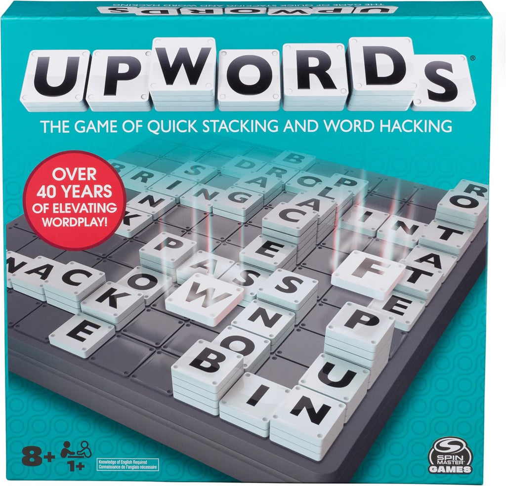 Upwords The Stackable Word Game: Includes Rotating Board & Letter Tiles, Classic Crossword Activity for Kids & Families.