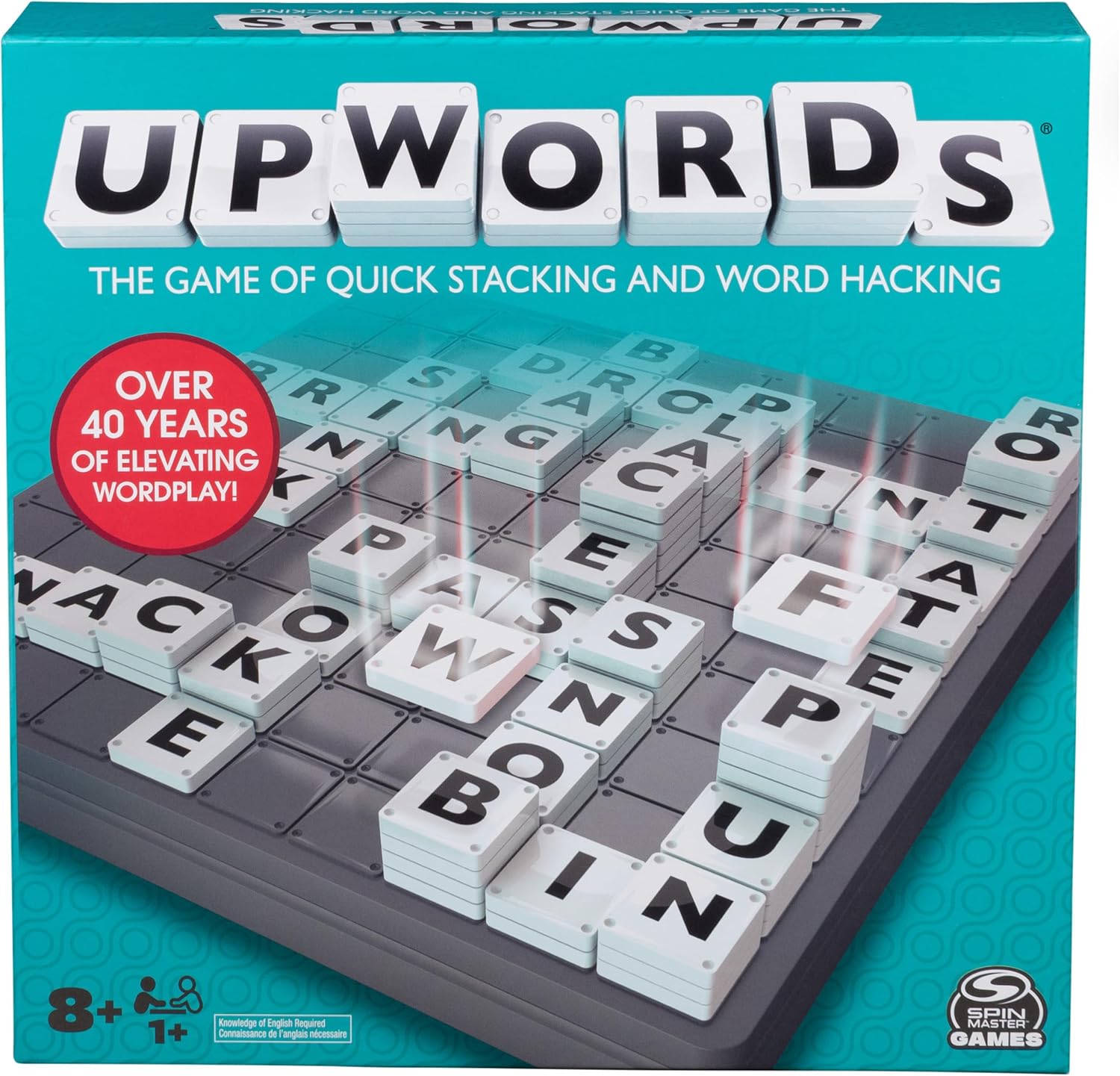 Upwords The Stackable Word Game: Includes Rotating Board & Letter Tiles, Classic Crossword Activity for Kids & Families.