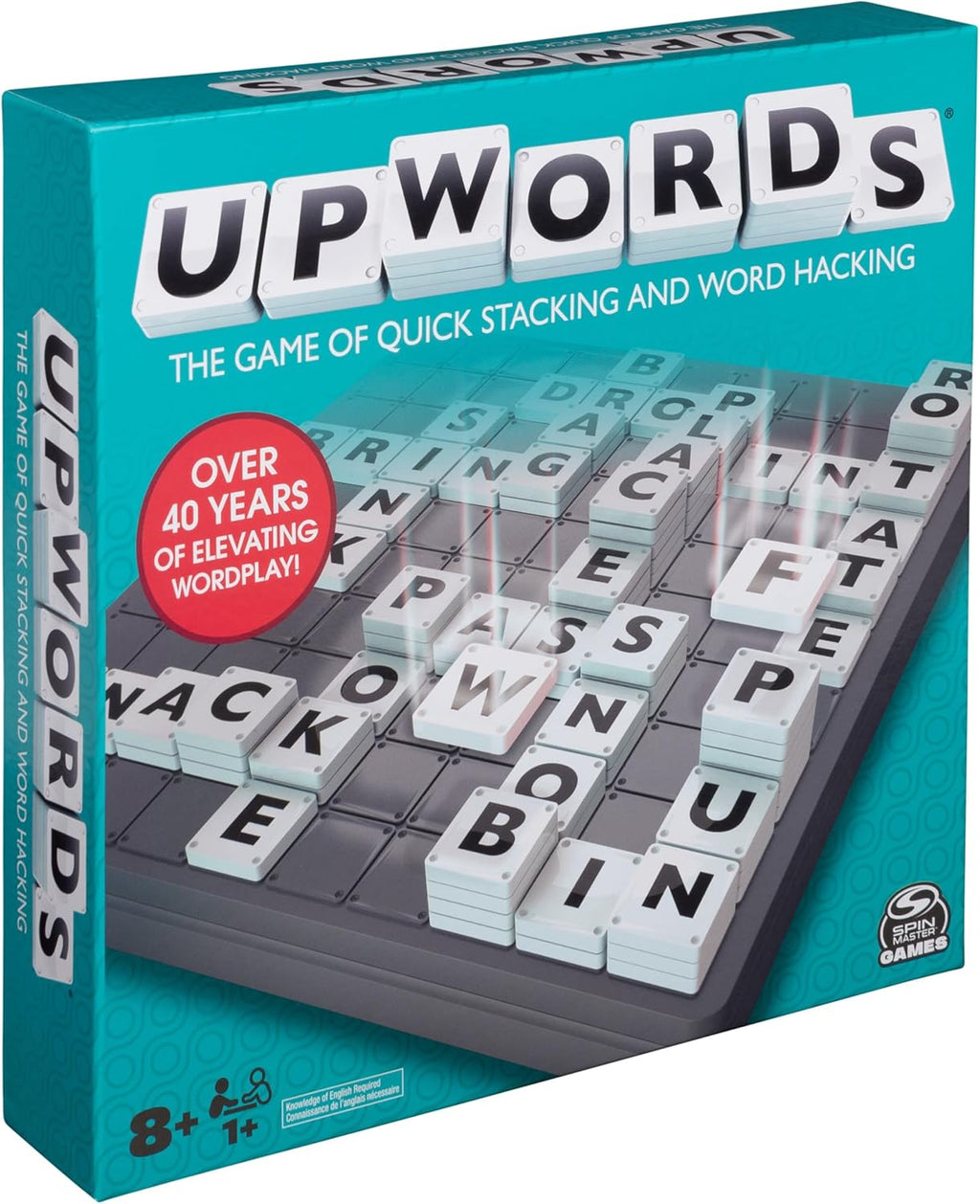 Upwords The Stackable Word Game: Includes Rotating Board & Letter Tiles, Classic Crossword Activity for Kids & Families.