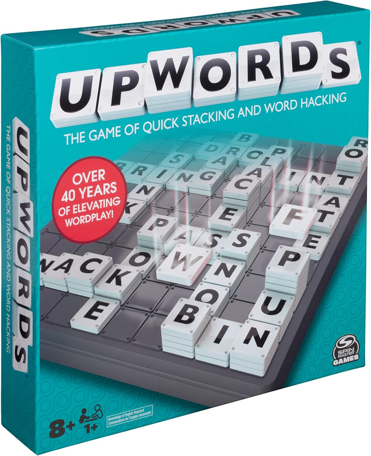 Upwords The Stackable Word Game: Includes Rotating Board & Letter Tiles, Classic Crossword Activity for Kids & Families.