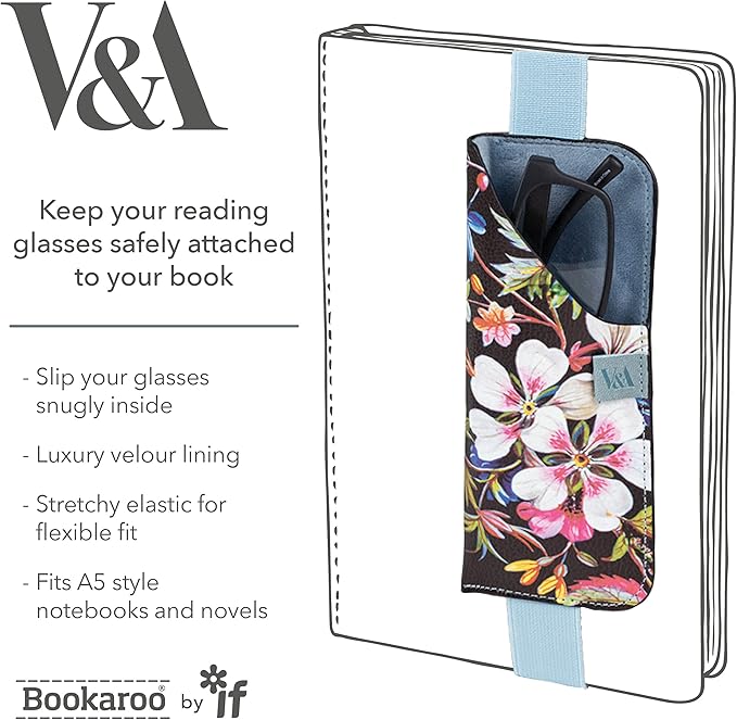 Glasses Case William Kilburn Black Floral - V&A Bookaroo