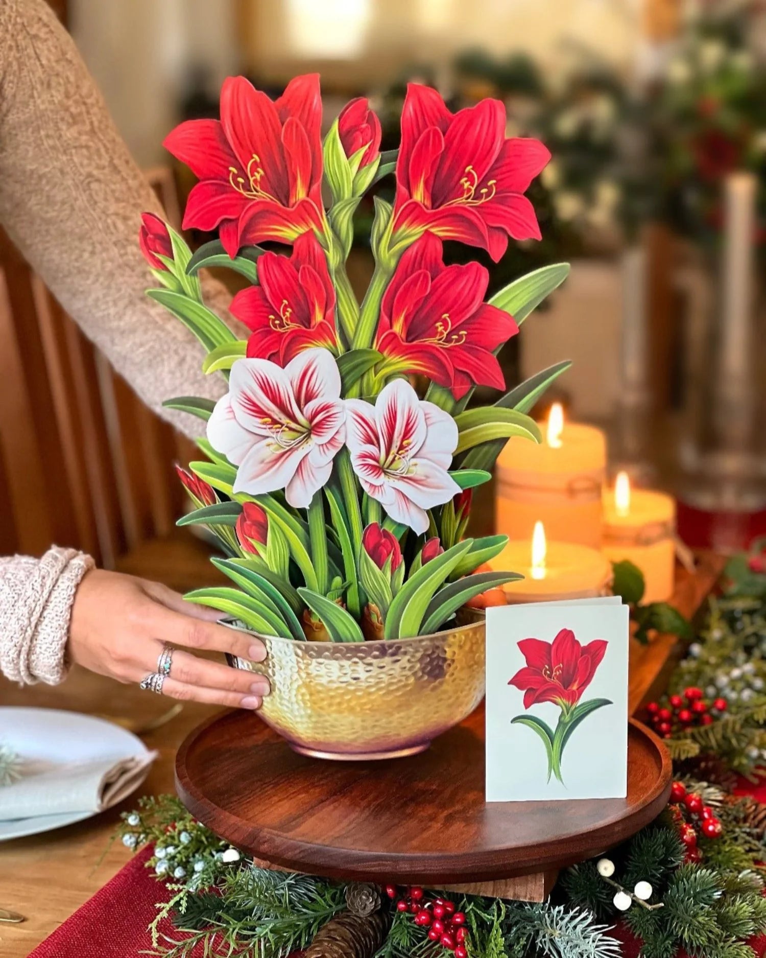 Scarlet Amaryllis Pop-Up Flower Bouquet