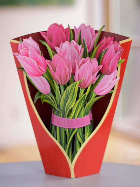 Pop-up Flower Bouquet - PINK TULIPS